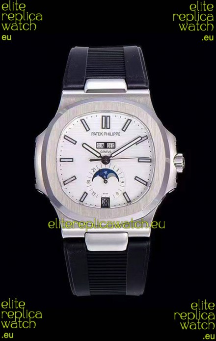 Patek Philippe Nautilus 5726A 1:1 Mirror Swiss Watch White Dial Rubber Strap 