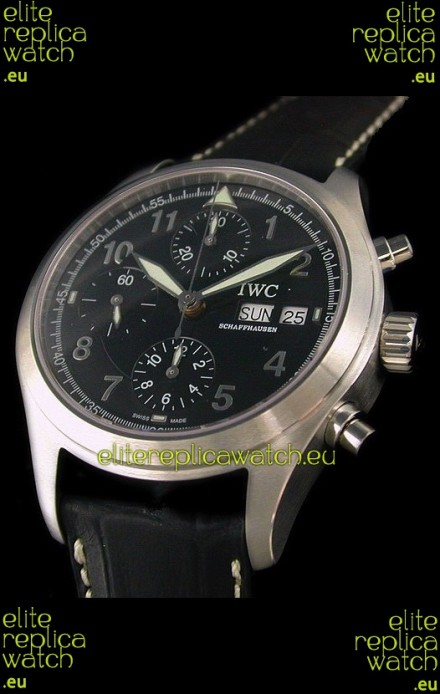 IWC Der Flieger Chronograph Swiss Replica Watch in Black Dial
