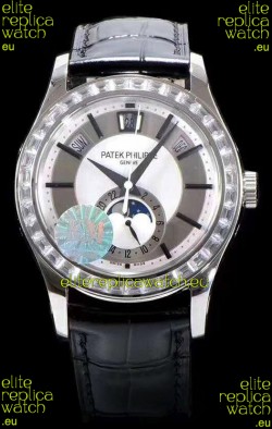 Patek Philippe 5205-001 Complications MoonPhase Light Grey Dial 1:1 Mirror Swiss Replica Watch