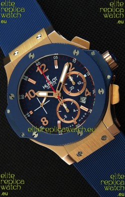 Hublot Big Bang Blue Pink Gold Case Swiss Replica Watch 1:1 Mirror Replica